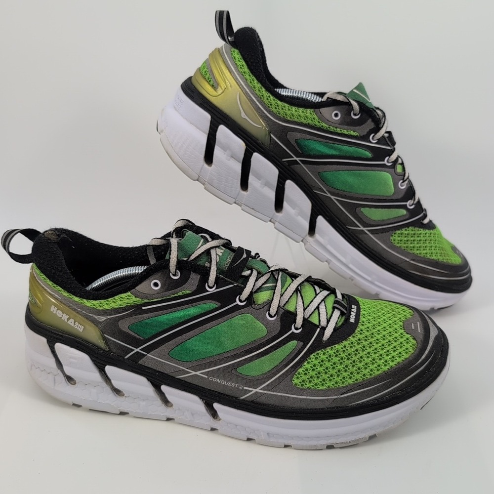 Hoka One One Conquest 2 Men's Size 12 Running Shoes Green Gray - NO Insoles READ